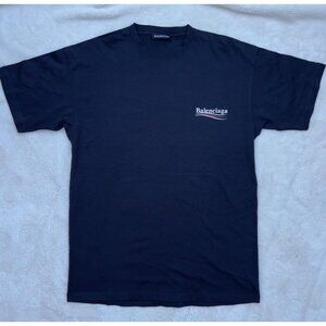 Balenciaga Navy Campaign Logo Tee